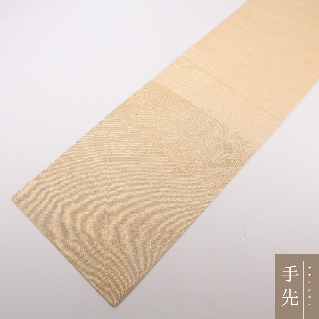 夏物 袋帯 帯丈436cm 正絹 ポイント柄 インフォーマル 植物柄 黄系 1243-02500