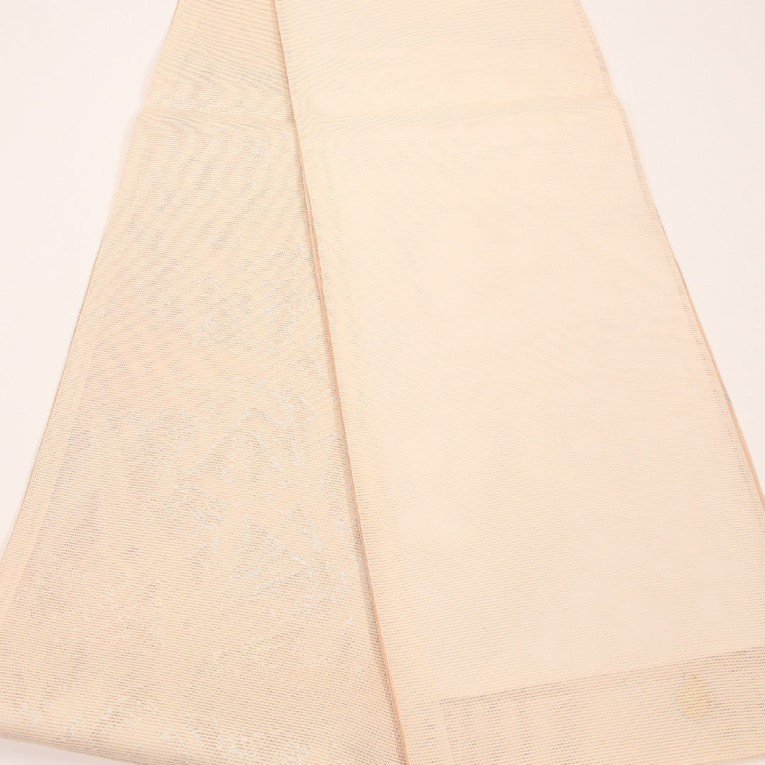 夏物 袋帯 帯丈448cm 正絹 六通 インフォーマル 菖蒲 ピンク系 クリーム系 1243-02429