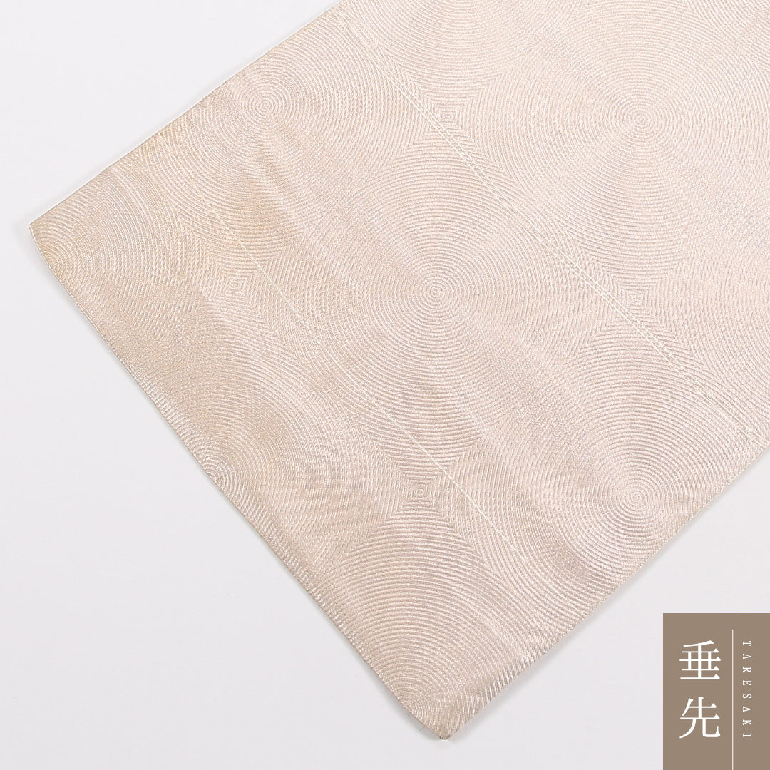 幾何学柄 袋帯 帯丈428cm 正絹 全通 インフォーマル 朱系 ピンク系 1243-02640