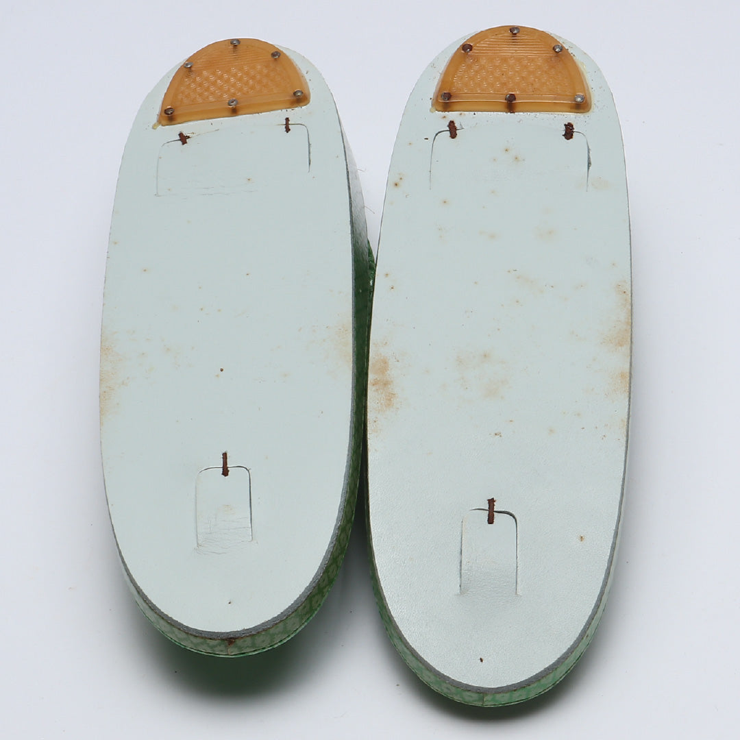 未使用品 草履 カジュアル Aランク Lサイズ 23.5cm 高さ3.5cm 合皮 緑系 1251-01035