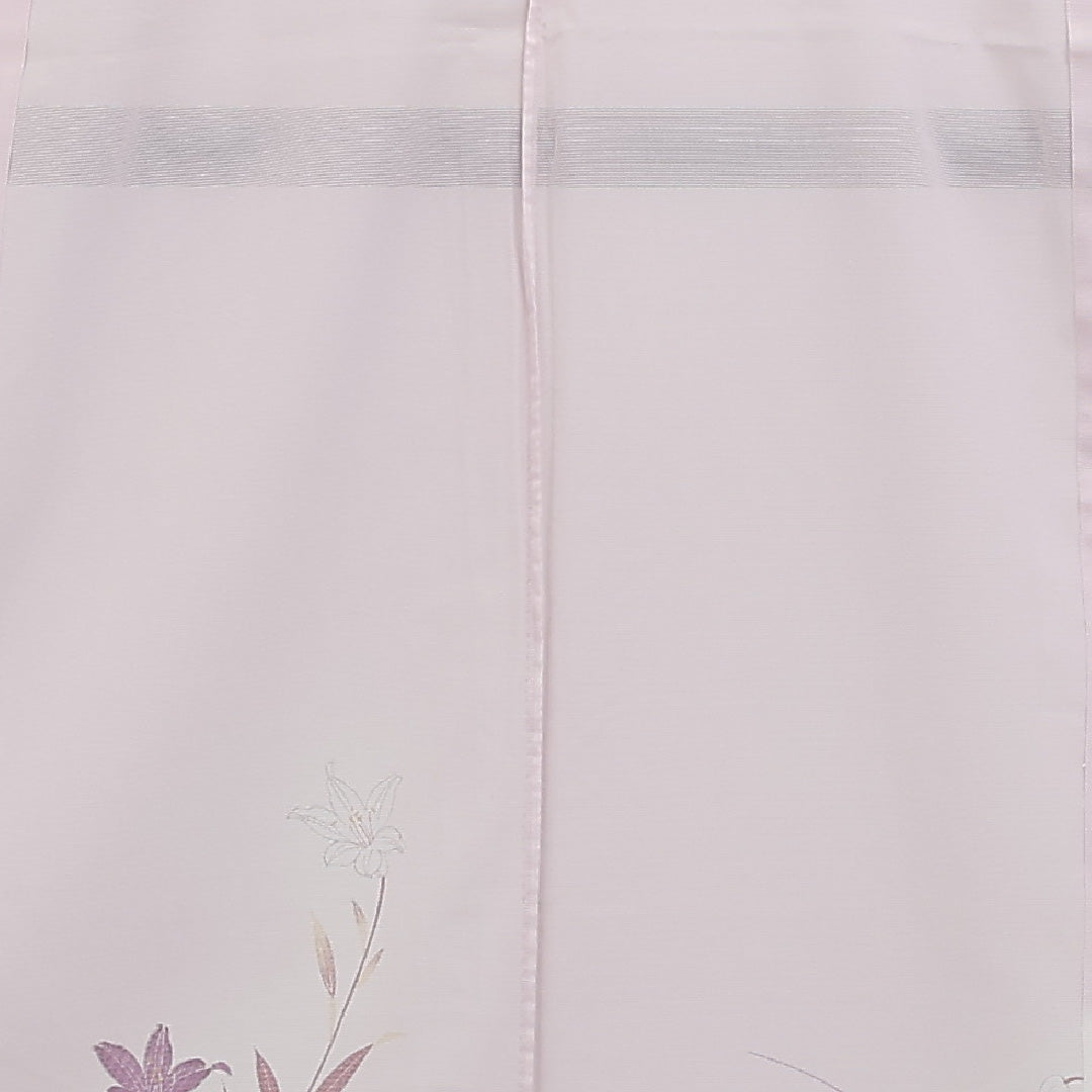 夏物 付下げ 絽 身丈160cm 裄丈64cm 正絹 Cランク インフォーマル 広衿 Lサイズ 金彩 花柄 ピンク系 RP 1218-17315
