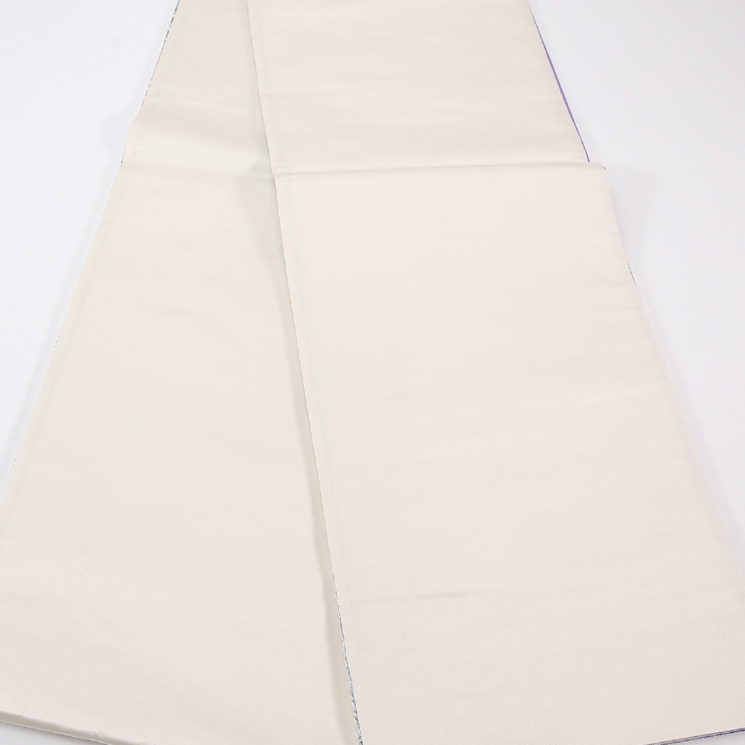 蝶 振袖用 袋帯 帯丈420cm 正絹 六通 観世水 銀系 1243-02588