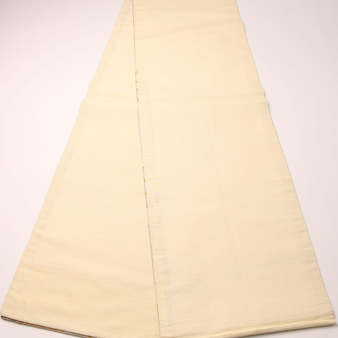 夏物 袋帯 帯丈408cm 正絹 六通 セミフォーマル 花菱 クリーム系 1243-02463