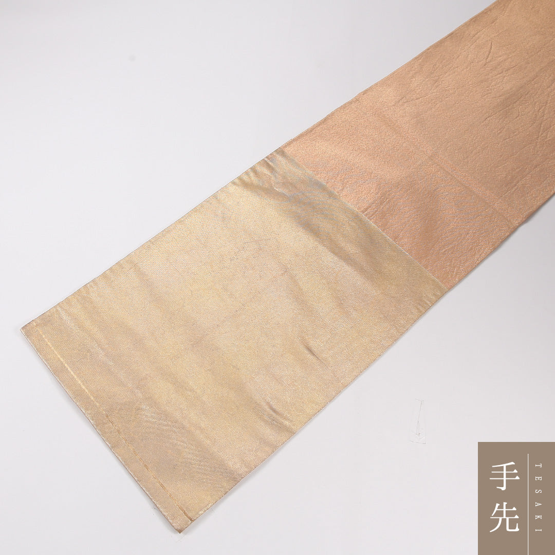 袋帯 帯丈440cm 正絹 六通 フォーマル ベージュ系 ピンク系 1243-02631