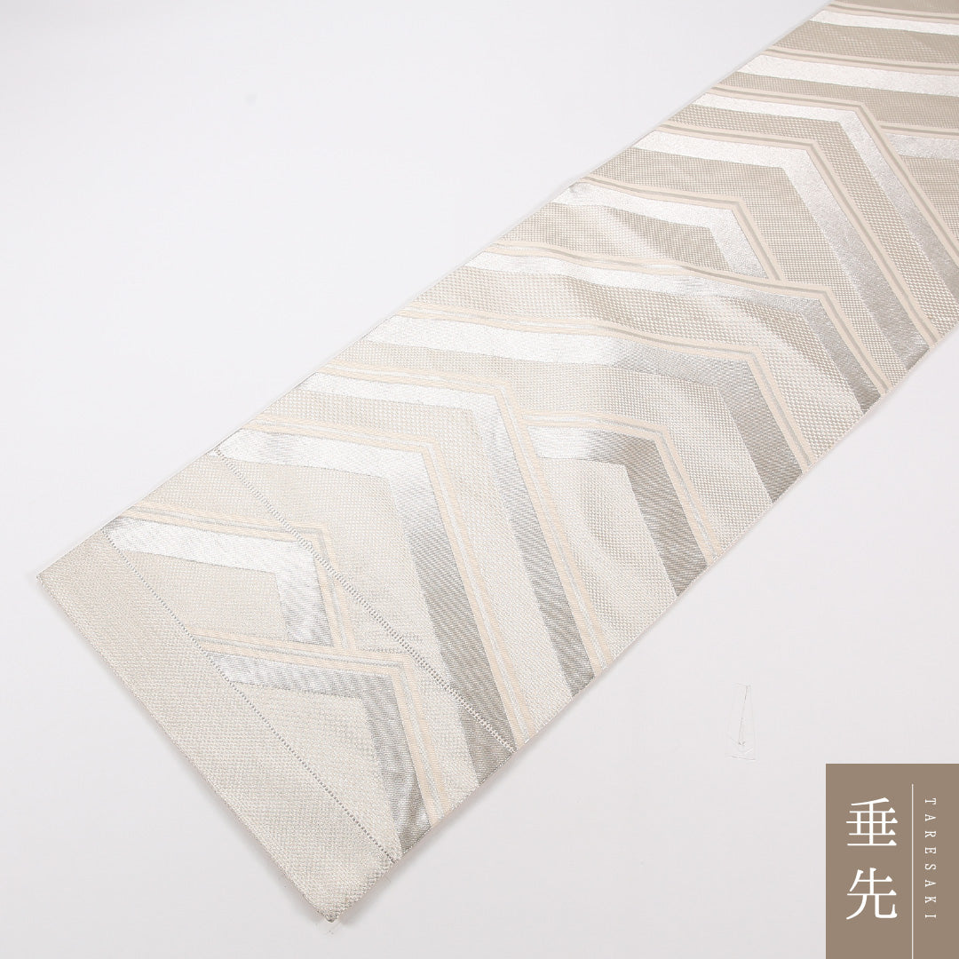 創作柄 袋帯 帯丈428cm 正絹 六通 インフォーマル クリーム系 黄系 1243-02592