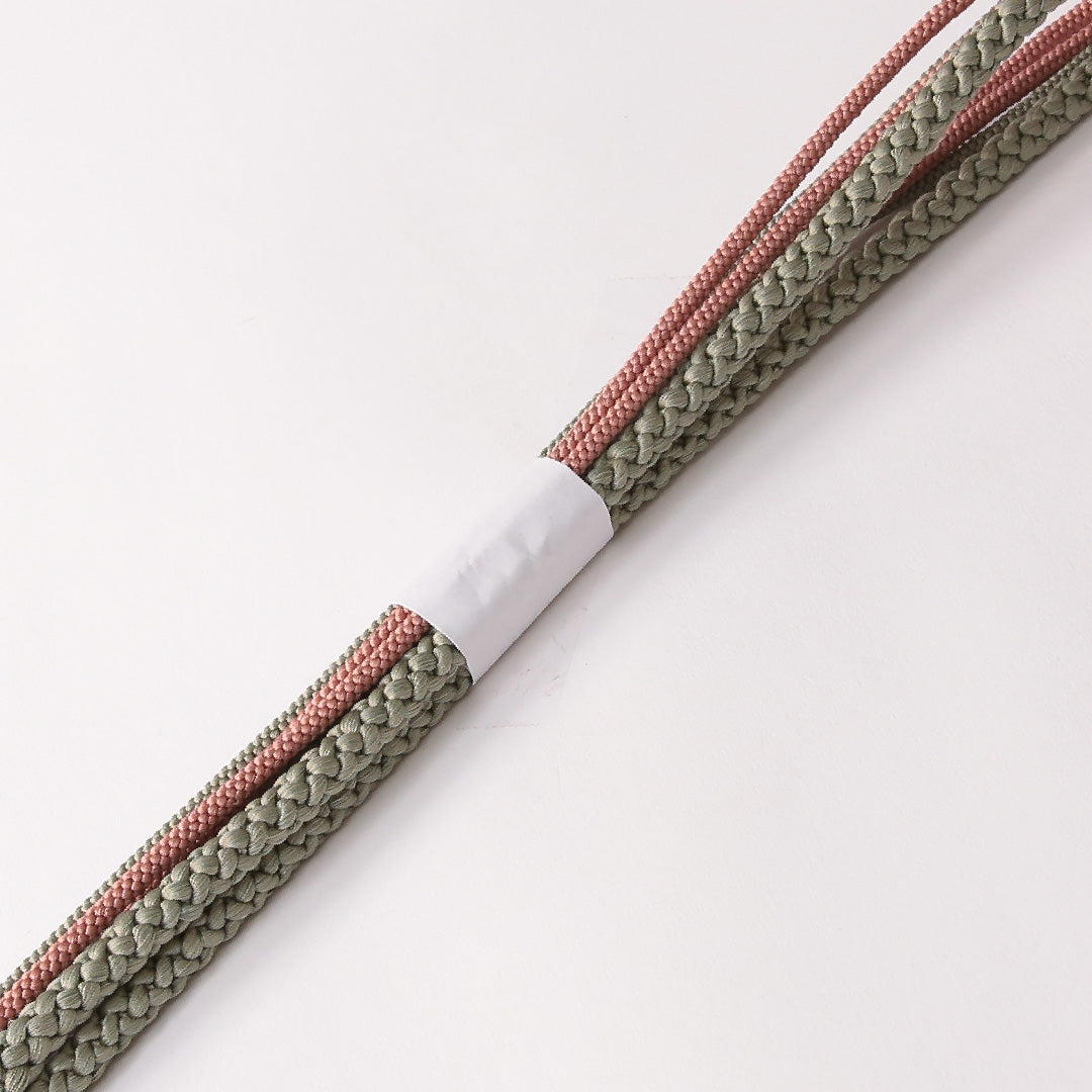 未使用品 振袖用 帯締め 丸組紐 正絹 グレー系 ピンク系 1251-01812