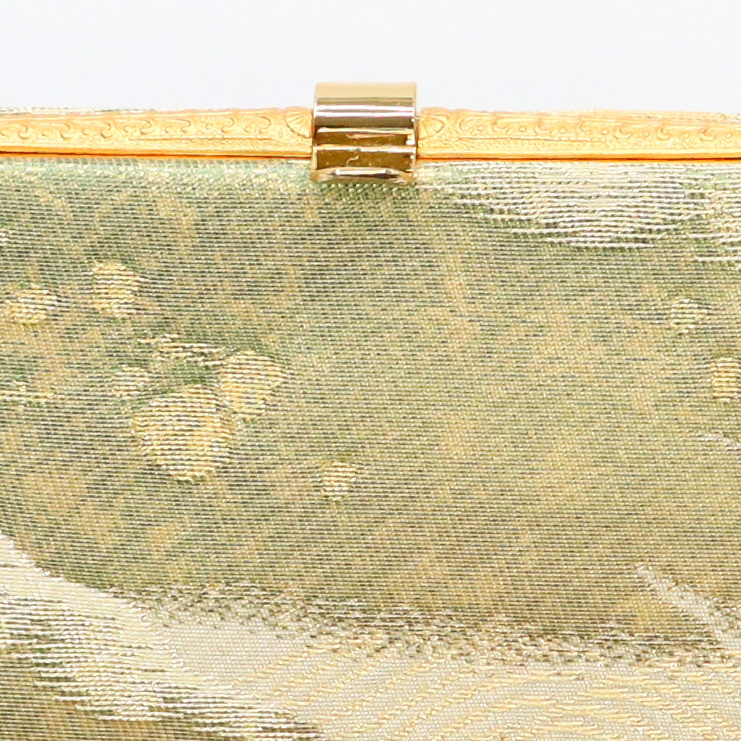 未使用品 草履・バッグセット 礼装用 Mサイズ 23cm 高さ5cm 錦織 正絹 東京 神田胡蝶 山水 金銀箔 クリーム系 金系 1251-00471