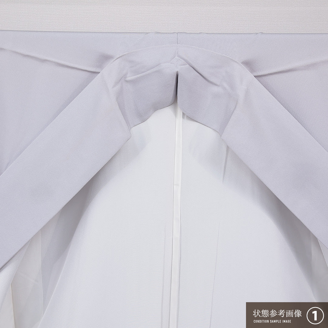 色留袖 袷 身丈150cm 裄丈63cm 正絹 Aランク 一つ紋 (丸に九つ星) セミフォーマル Sサイズ 宝尽くし グレー系 RP 1214-07092