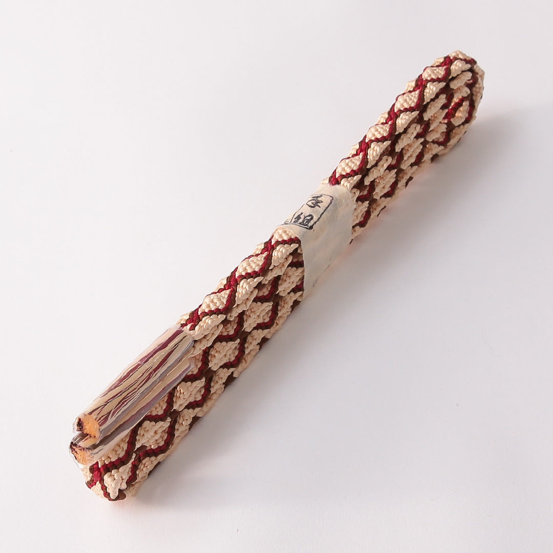 未使用品 帯締め 平組紐 唐組 正絹 ベージュ系 赤系 1251-01682