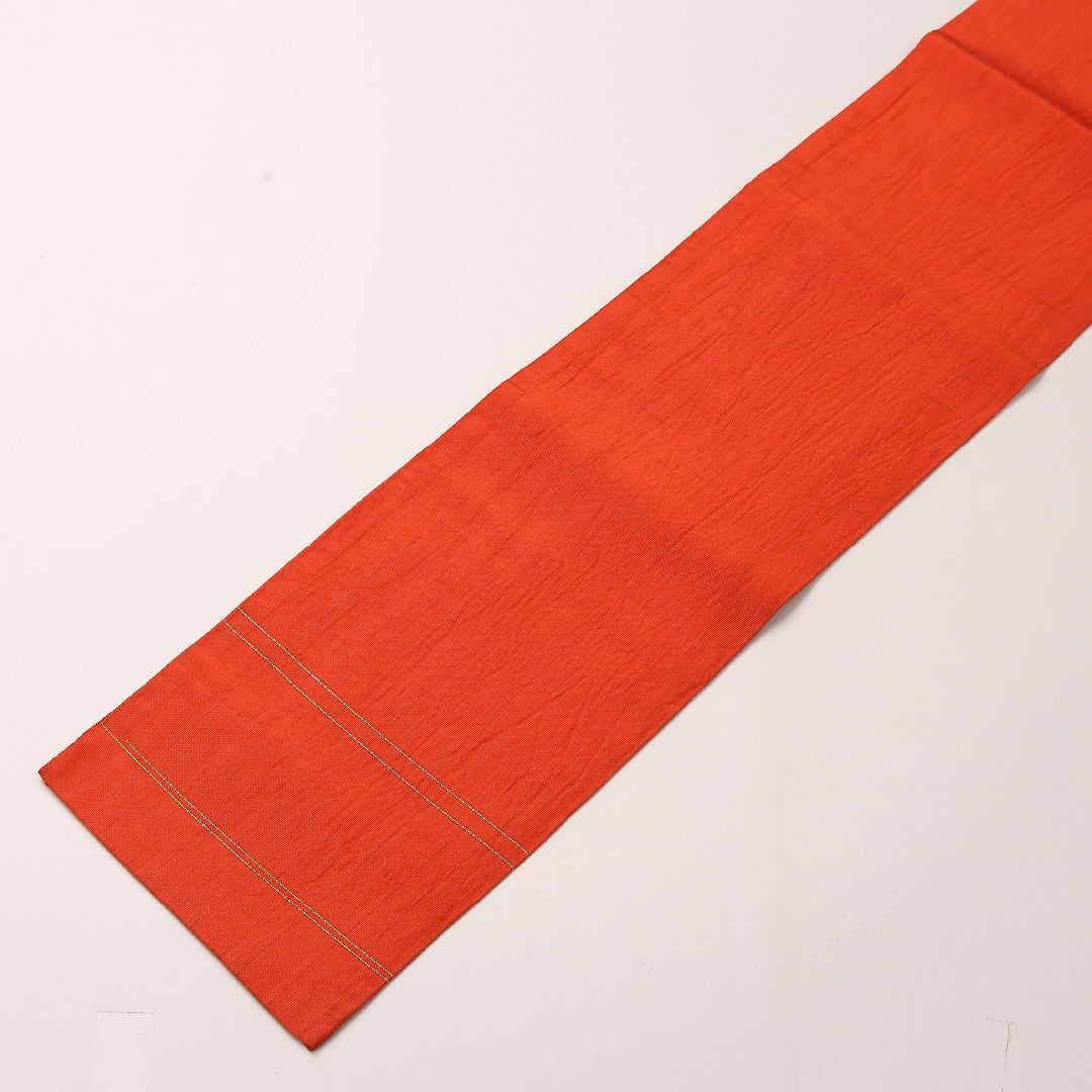 半幅帯 帯丈312cm 正絹 全通 小袋帯 カジュアル 唐草 亀甲 朱系 1247-00708