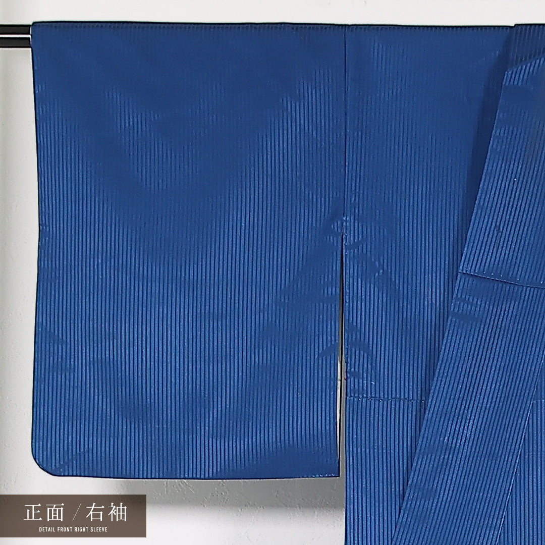 洗える着物 付下げ 袷 身丈154cm 裄丈66cm ポリエステル Aランク インフォーマル 広衿 Sサイズ 松葉 青系 RP 1218-17427