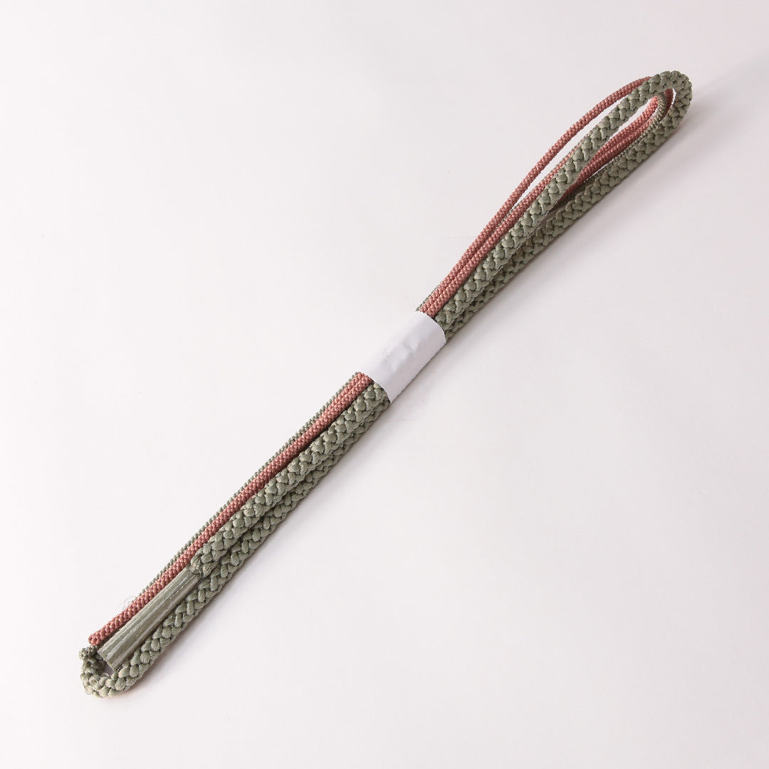 未使用品 振袖用 帯締め 丸組紐 正絹 グレー系 ピンク系 1251-01812