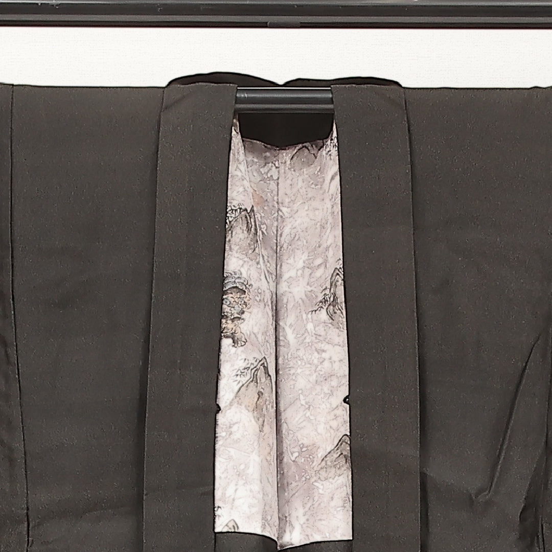 羽織 男性用 袷 身丈87cm 裄丈64cm 正絹 Bランク カジュアル XSサイズ 無地 グレー系 RP 1235-17227