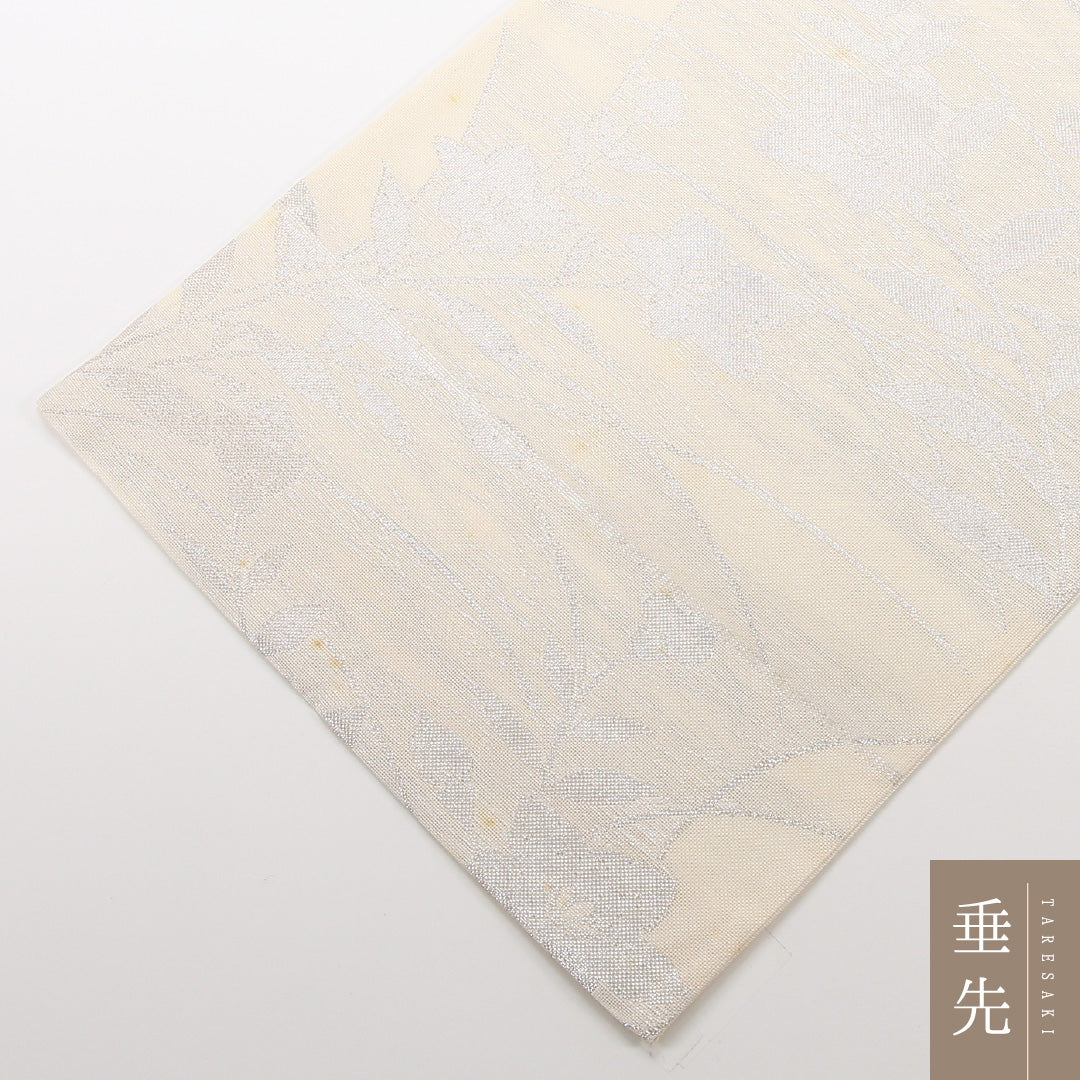 夏物 袋帯 帯丈420cm 正絹 六通 インフォーマル 桔梗 クリーム系 1243-02474