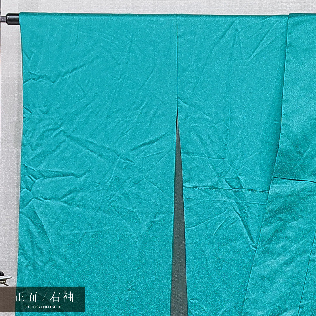 振袖 袷 身丈167cm 裄丈66cm 正絹 Aランク フォーマル 広衿 XLサイズ 御所車 梅 青系 RP 1215-06987
