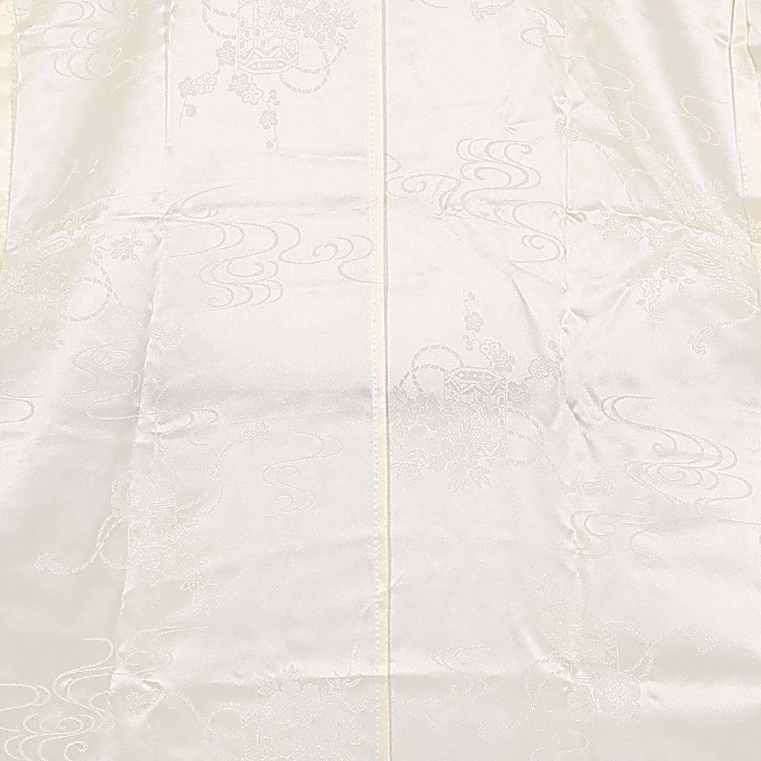 未使用品 長襦袢 無双袖 身丈138cm 裄丈68cm 正絹 Sランク FREEサイズ しつけ糸 古典柄 クリーム系 RP 1239-17405