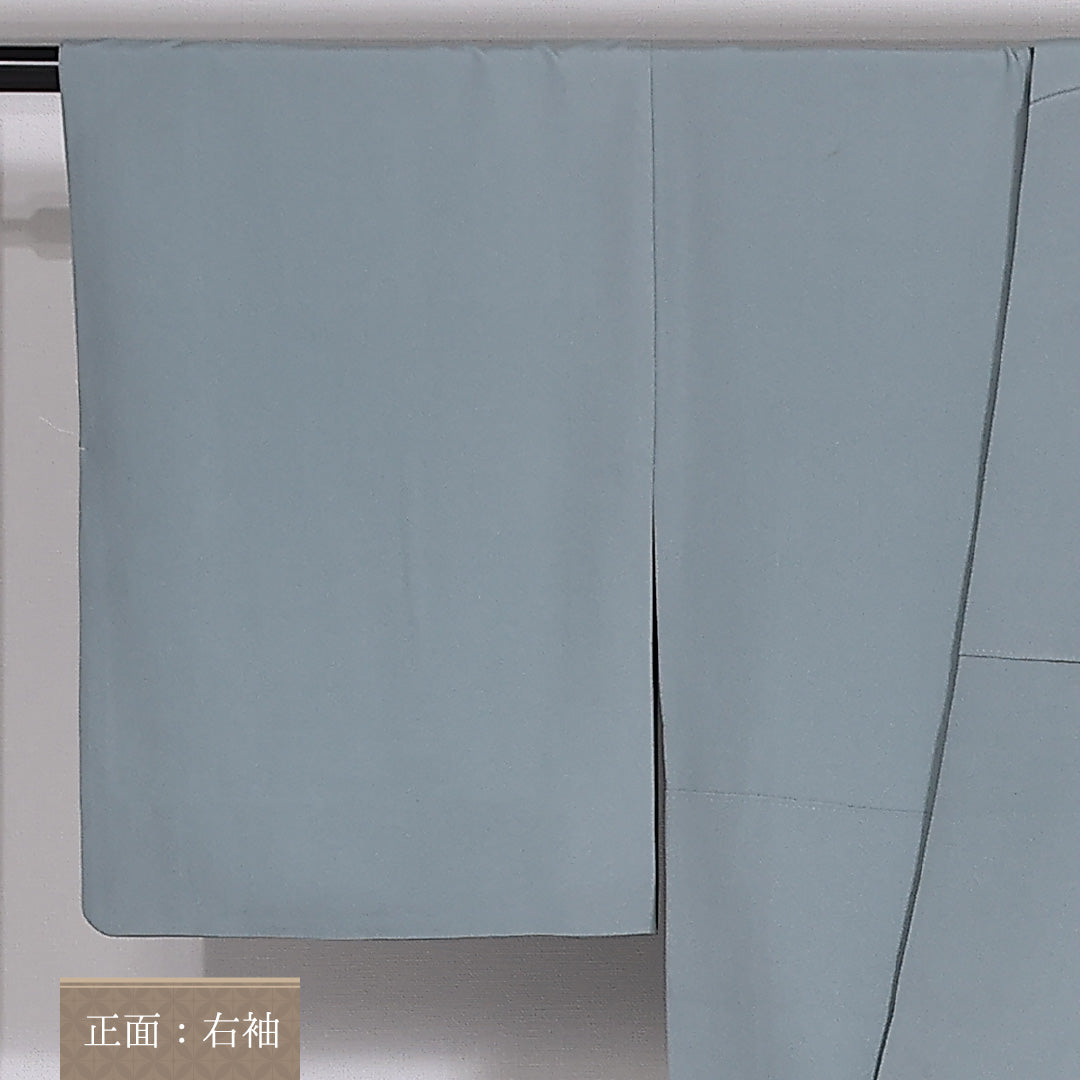 色留袖 袷 身丈152cm 裄丈62cm 正絹 Aランク 一つ紋 (丸に抱き茗荷) セミフォーマル 広衿 Sサイズ 金駒刺繍 ガード加工 御所解 水色系 RP 1214-06544