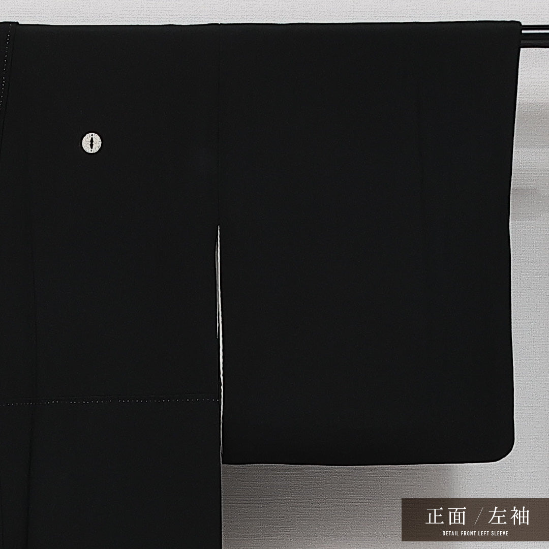 黒留袖 袷 身丈154cm 裄丈60cm 正絹 Sランク 五つ紋 (向い蝶) フォーマル 広衿 Sサイズ たたき染め 京友禅の巨匠 松井青々 刺繍 蘇州刺繍 石庭 黒系 M4 1213-06883