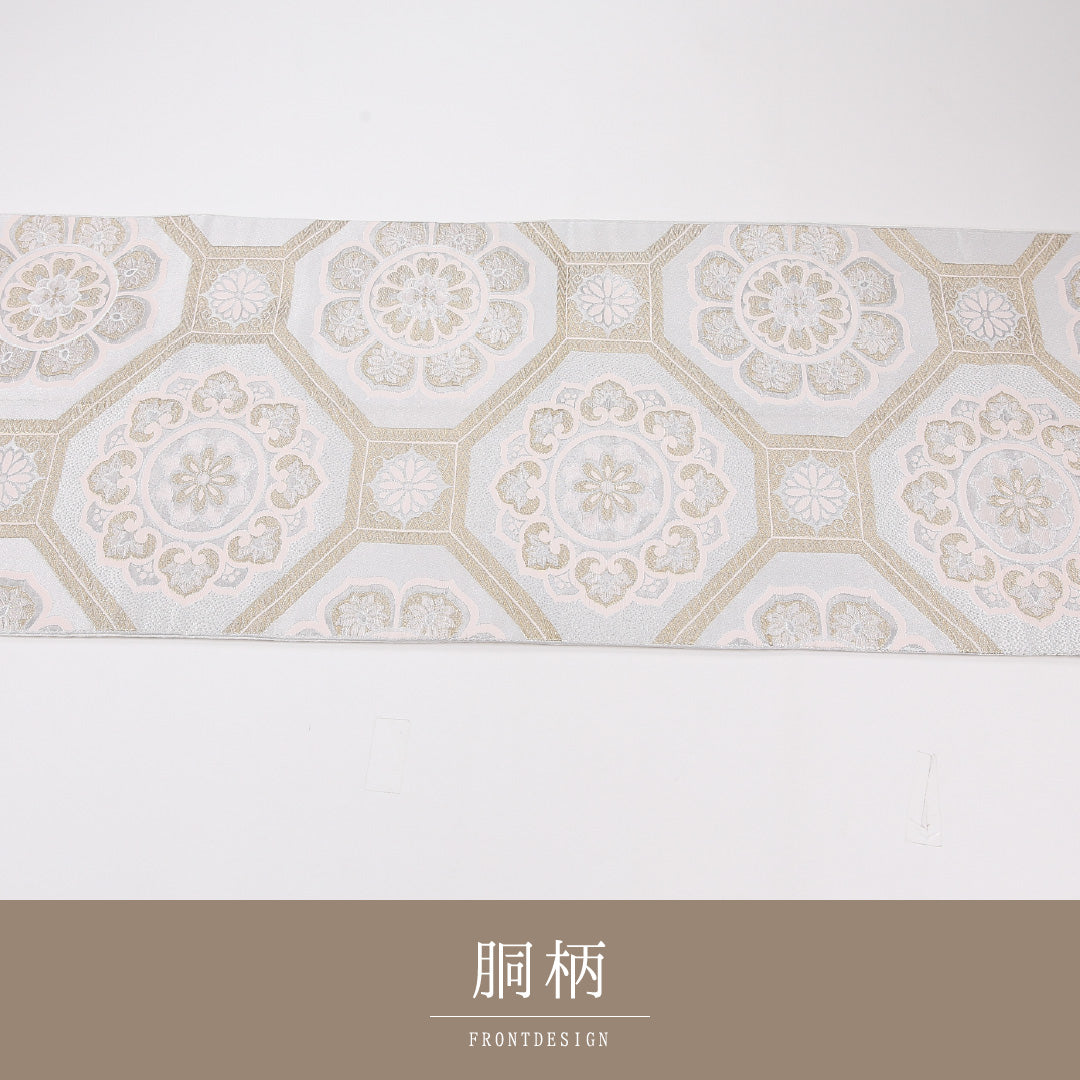 蜀江 袋帯 帯丈412cm 正絹 六通 フォーマル 白系 1243-02609