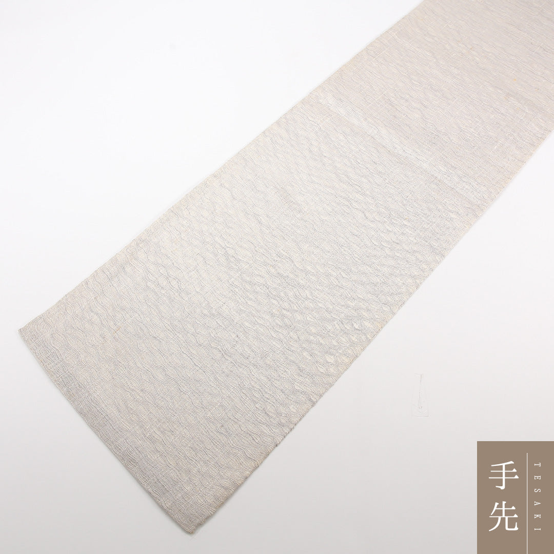 夏物 袋帯 帯丈442cm 正絹 六通 インフォーマル すくい織 創作柄 グレー系 1243-02467