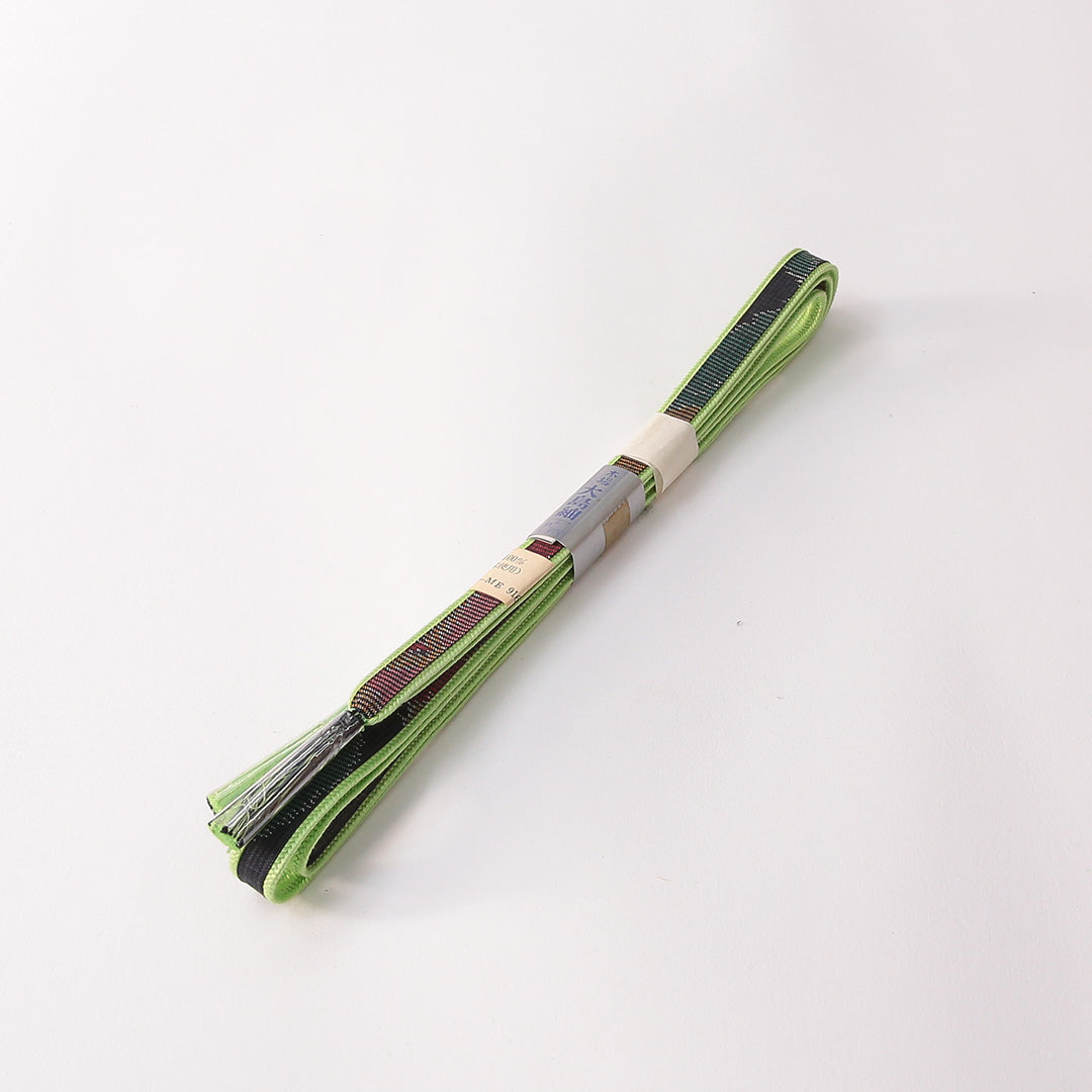 未使用品 帯締め 平組紐 大島紬 正絹 緑系 多色系 1251-01611