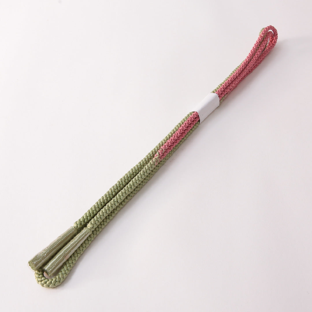 未使用品 帯締め 丸組紐 八つ組 正絹 緑系 ピンク系 1251-01887
