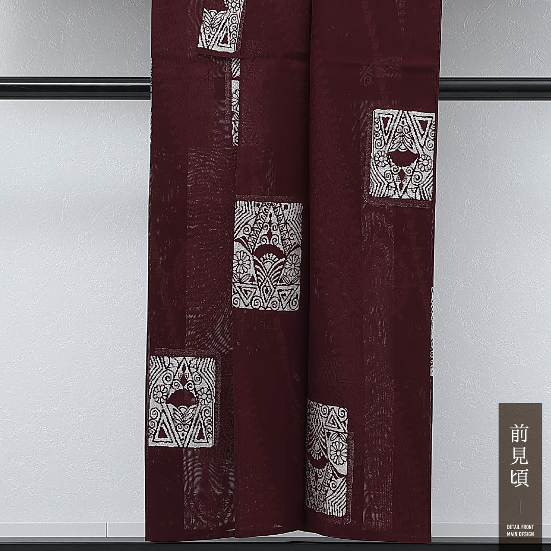 アンティーク 夏物 小紋 紗 身丈149cm 裄丈63cm 正絹 Aランク バチ衿 XSサイズ 漆糸 創作柄 赤系 RP 1221-17260