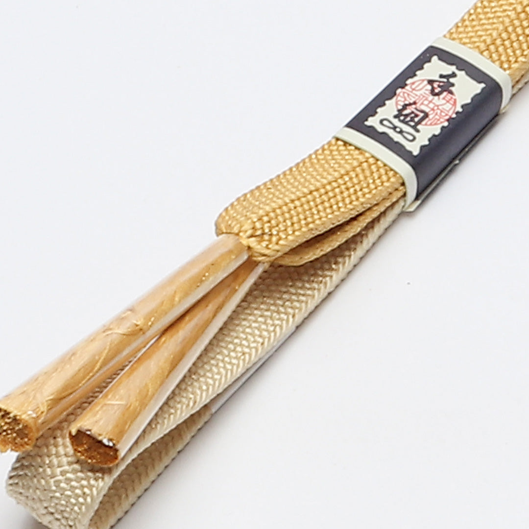 未使用品 帯締め・帯揚げセット 礼装用 正絹 平組紐 笹浪組 綸子 ピンク系 黄系 1254-01016