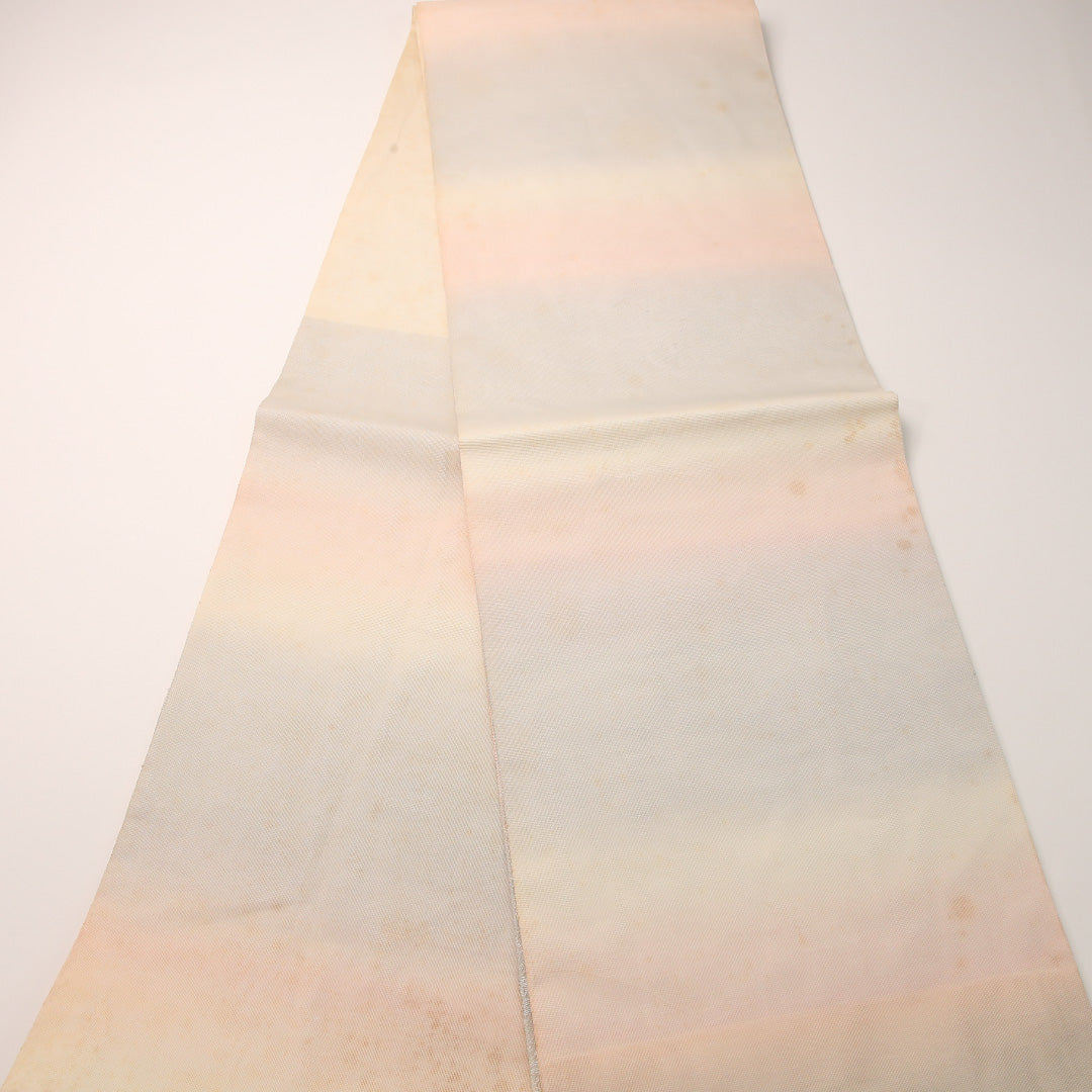夏物 袋帯 帯丈432cm 正絹 六通 インフォーマル 露芝草 クリーム系 1243-02459