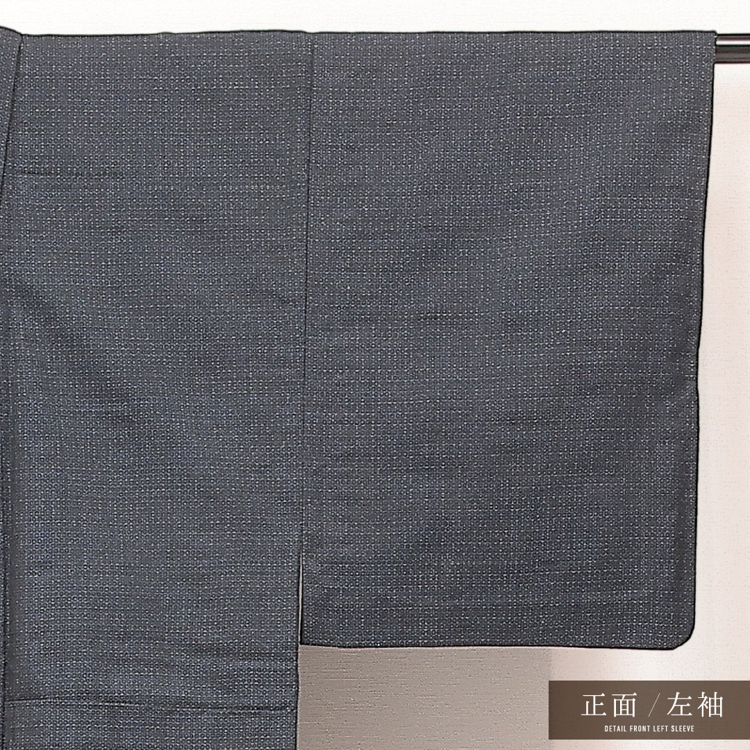 アンサンブル 洗える着物 ウールの男着物 単衣 身丈138cm 裄丈33cm ウール Aランク カジュアル 棒衿 Mサイズ 居敷当て 肩当て 亀甲絣 紺系 RP 1224-17234