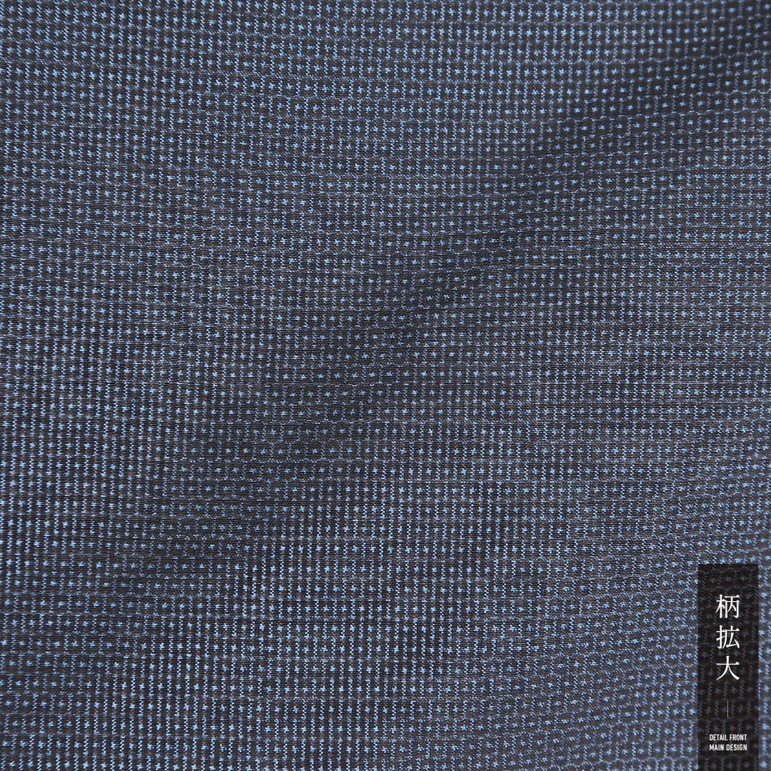 アンサンブル 男着物 (紬) 袷 身丈140cm 裄丈67cm 正絹 Sランク インフォーマル 棒衿 XSサイズ 亀甲 紺系 RP 1224-17369