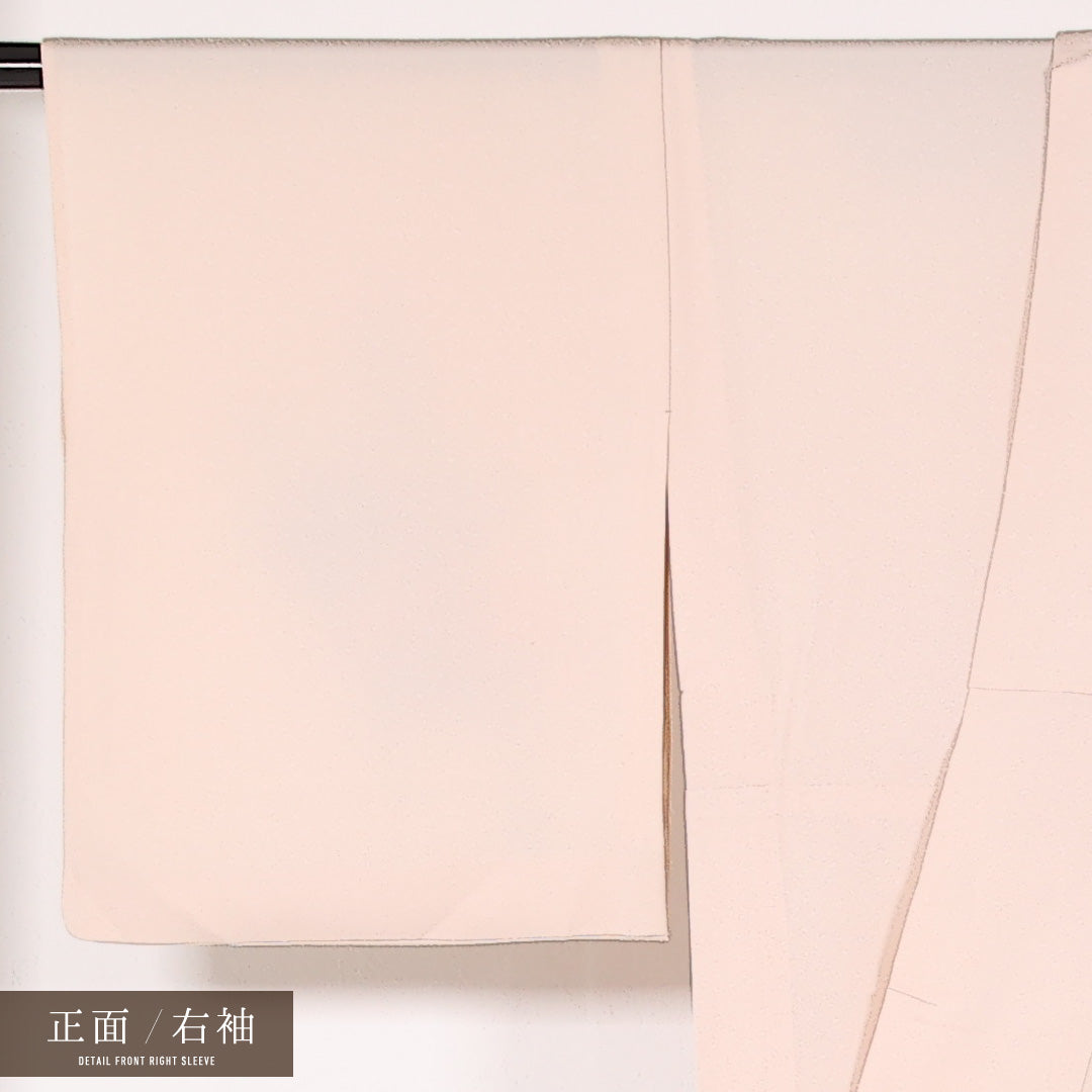 訪問着 単衣 身丈158cm 裄丈63cm 正絹 Bランク セミフォーマル 広衿 XLサイズ 刺繍 扇面文 鶴 ピンク系 RP 1217-17521