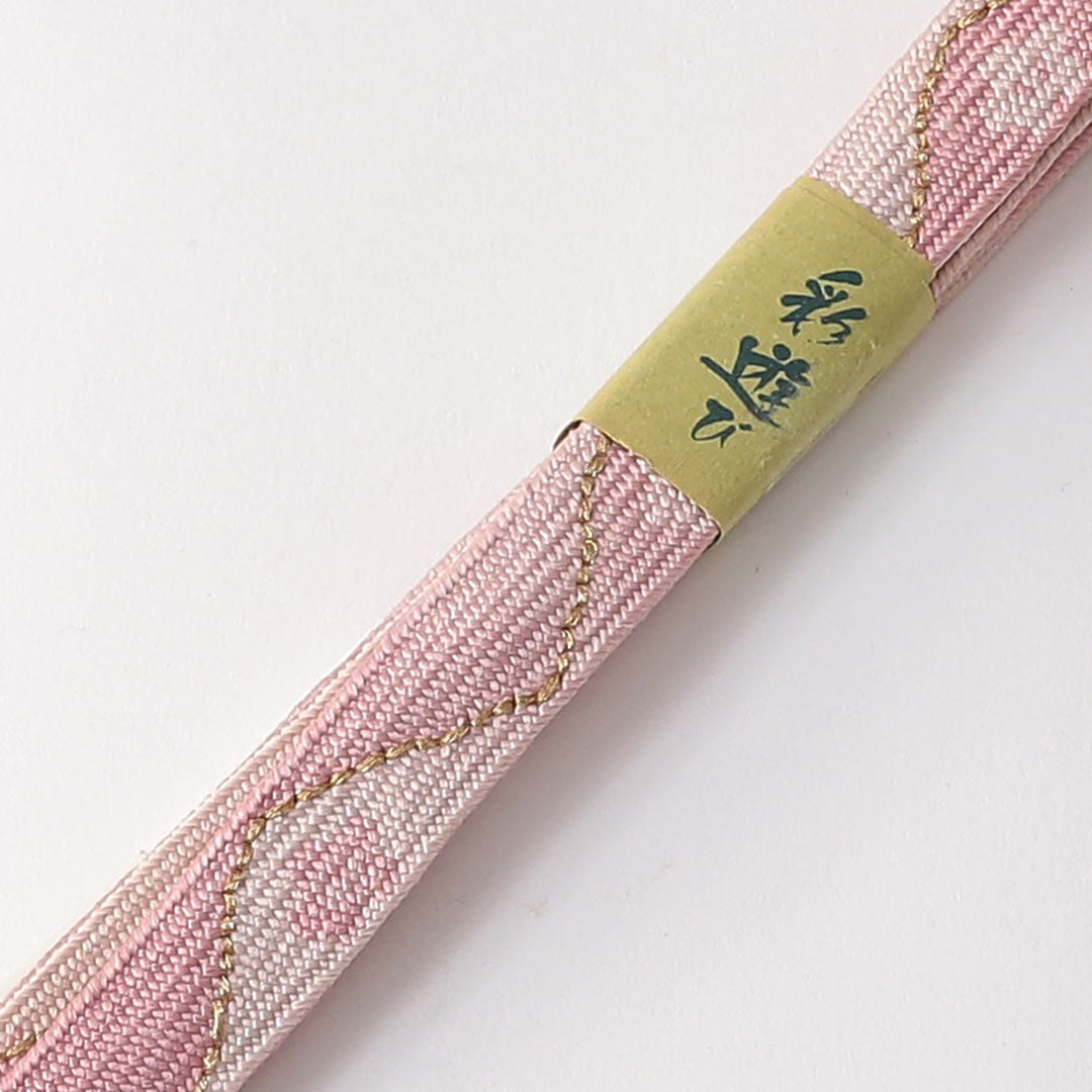 未使用品 帯締め・帯揚げセット 正絹 平組紐 貝の口組 ふくれ織 ピンク系 クリーム系 1254-01012