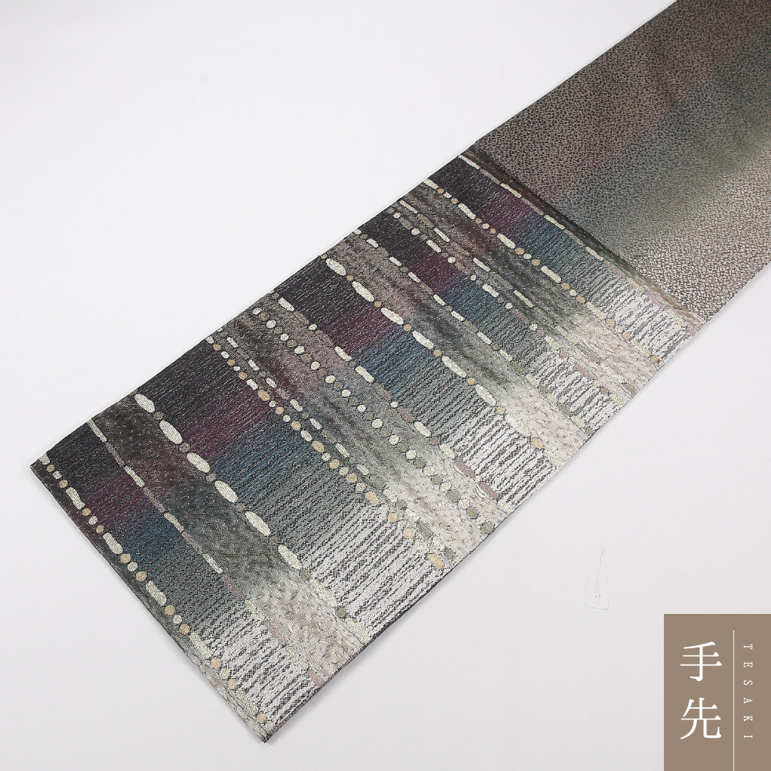 創作柄 袋帯 帯丈456cm 正絹 六通 インフォーマル 多色系 黒系 1243-02590