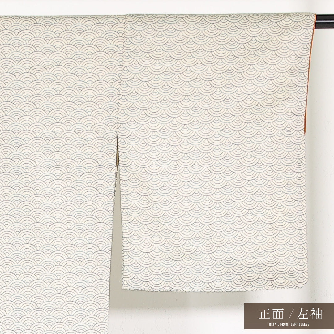 洗える着物 小紋 袷 身丈160cm 裄丈64cm ポリエステル Sランク インフォーマル 広衿 XSサイズ 青海波 白系 RP 1221-17461