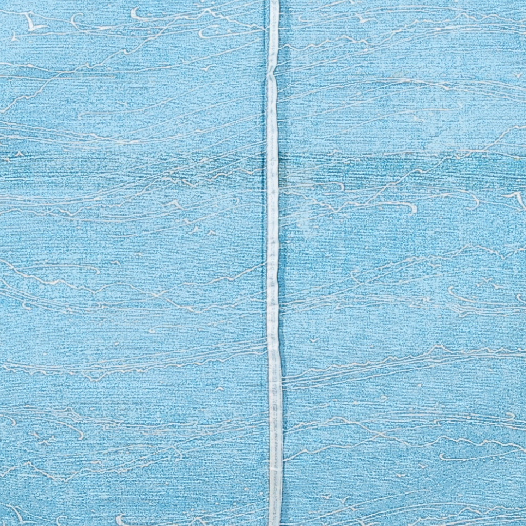 夏物 洗える着物 小紋 絽 身丈152cm 裄丈61cm ポリエステル Cランク インフォーマル バチ衿 Sサイズ 創作柄 水色系 RP 1221-17388