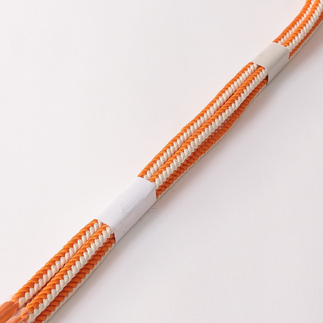 未使用品 帯締め 角組紐 洋角組 正絹 朱系 白系 1251-01851