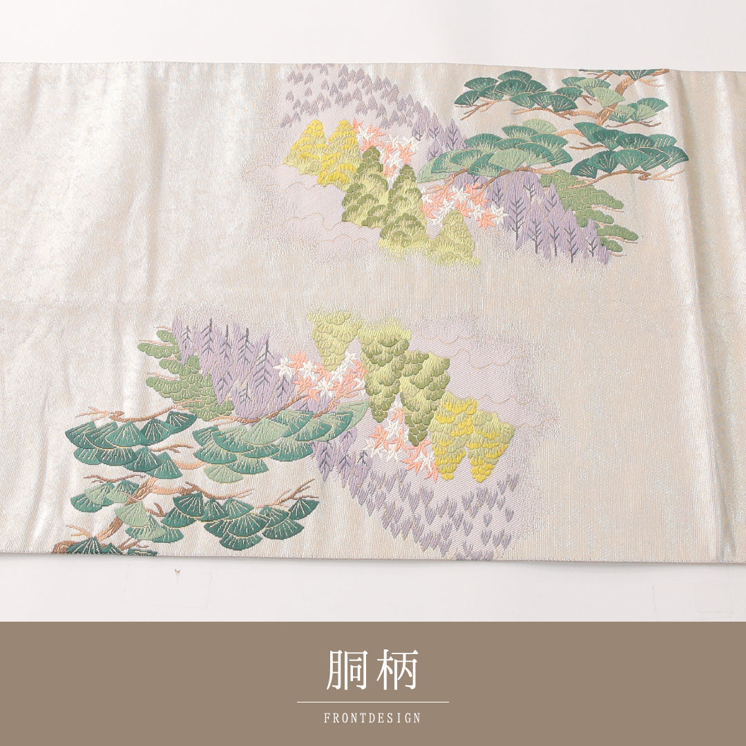 袋帯 帯丈432cm 正絹 ポイント柄 セミフォーマル 厳島神社 多色系 1243-02393