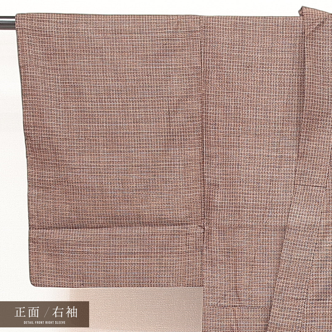 男着物 (大島紬) 袷 身丈138cm 裄丈64cm 正絹 Aランク インフォーマル 棒衿 Sサイズ 西郷 茶系 RP 1224-17189
