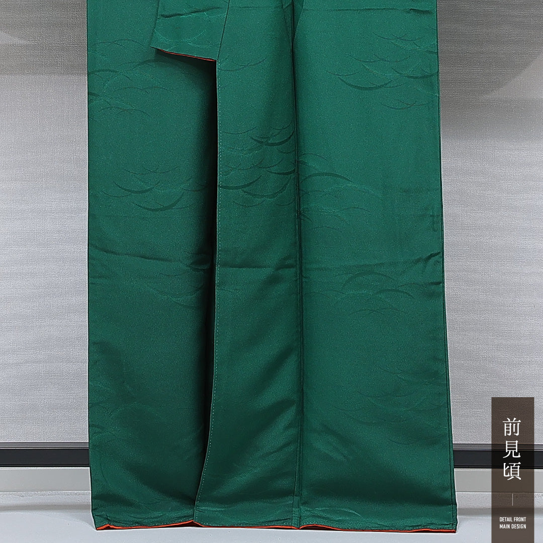 洗える着物 小振袖 袷 身丈165cm 裄丈66cm ポリエステル Sランク セミフォーマル 広衿 XLサイズ 桜 緑系 RP 1216-07071