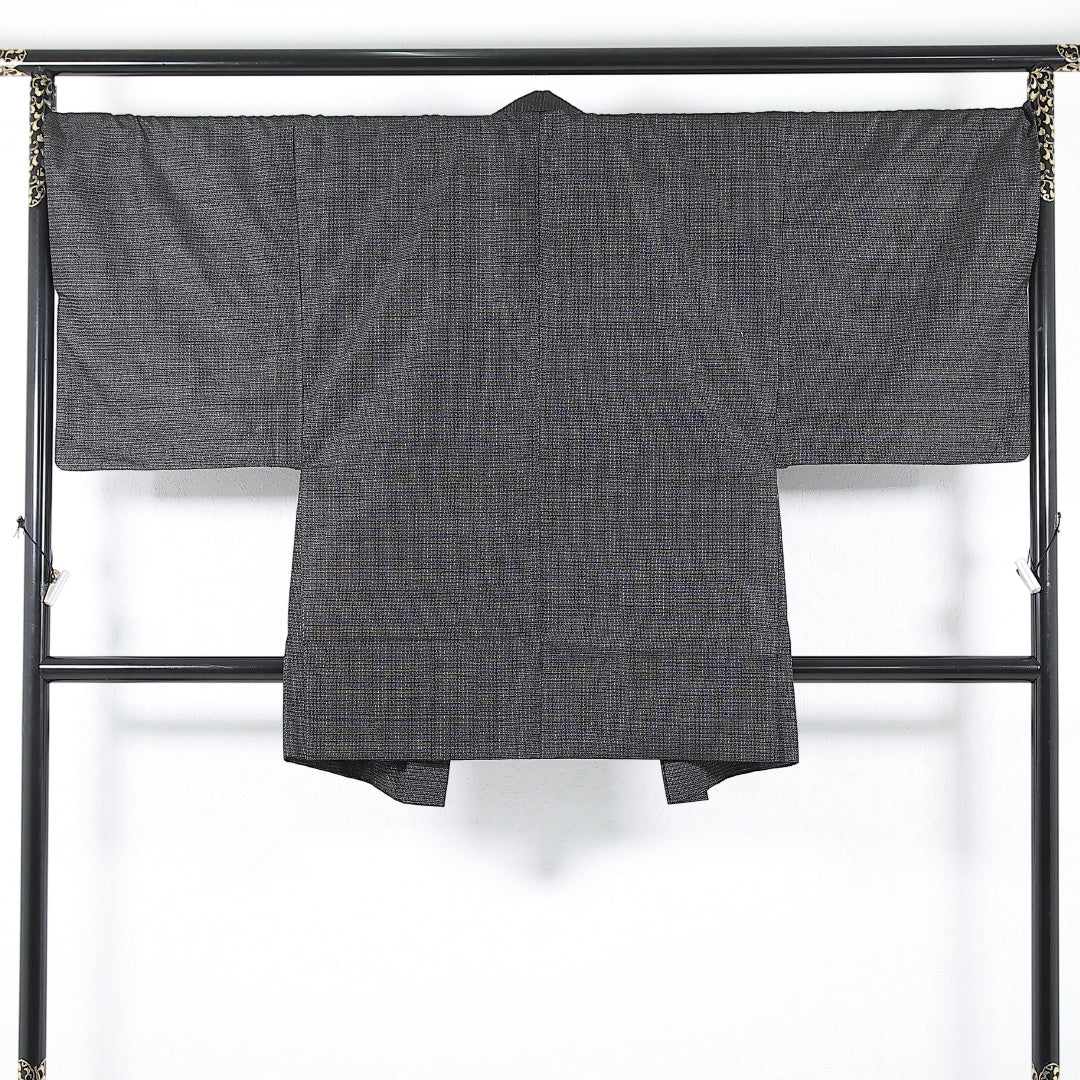 アンサンブル 男着物 (紬) 袷 身丈145cm 裄丈70cm 正絹 Cランク インフォーマル 棒衿 Mサイズ 亀甲 茶系 RP 1224-17363