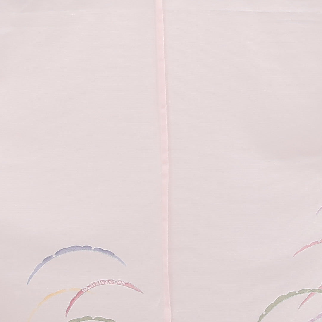 夏物 洗える着物 付下げ 絽 身丈166cm 裄丈67cm ポリエステル Cランク インフォーマル 広衿 Lサイズ 雪輪 ピンク系 RP 1218-17305