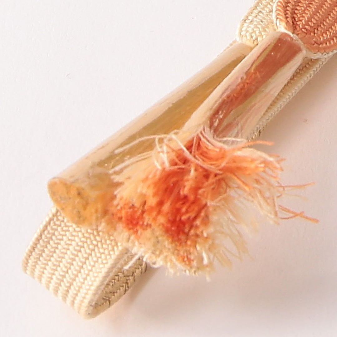 未使用品 礼装用 帯締め 平組紐 高麗組 正絹 クリーム系 朱系 1251-01957