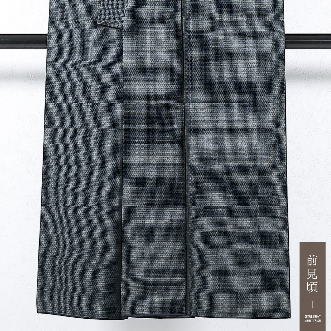 アンサンブル 男着物 (紬) 袷 身丈142cm 裄丈68cm 正絹 Cランク インフォーマル 棒衿 Mサイズ 抽象柄 緑系 RP 1224-17368