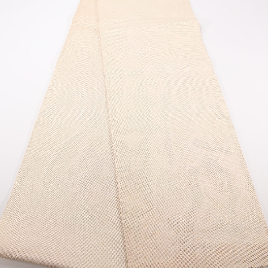 夏物 袋帯 帯丈428cm 正絹 六通 インフォーマル 唐草牡丹 クリーム系 1243-02512
