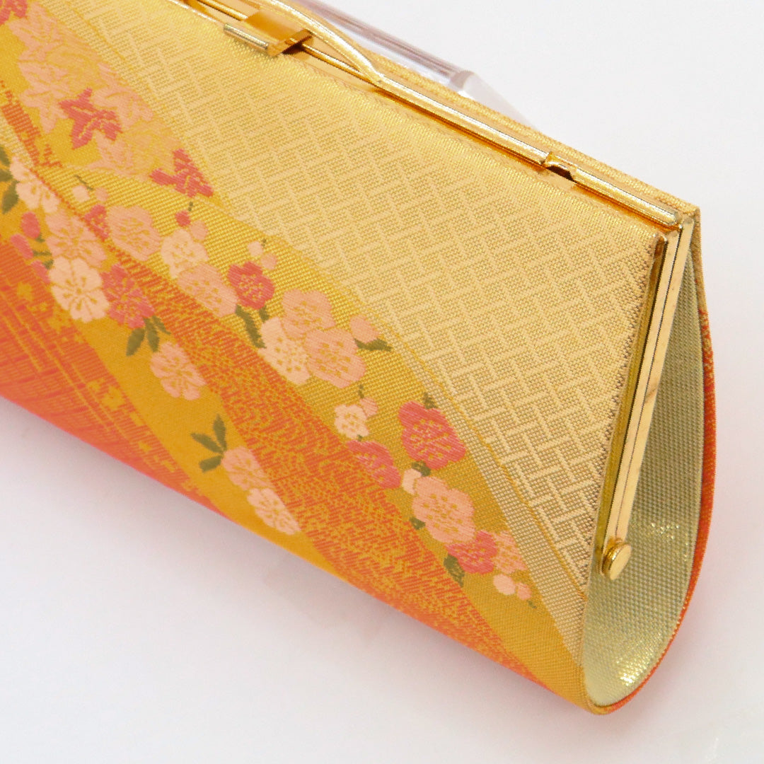 草履・バッグセット 礼装用 Sサイズ 22cm 高さ6cm 錦織 正絹 朱系 金系 1251-00470
