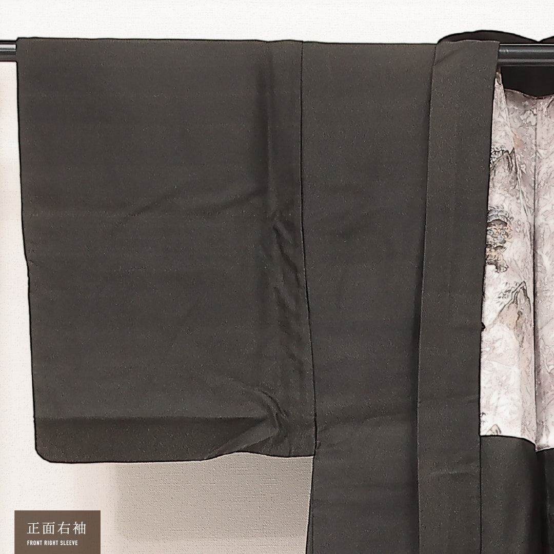 羽織 男性用 袷 身丈87cm 裄丈64cm 正絹 Bランク カジュアル XSサイズ 無地 グレー系 RP 1235-17227