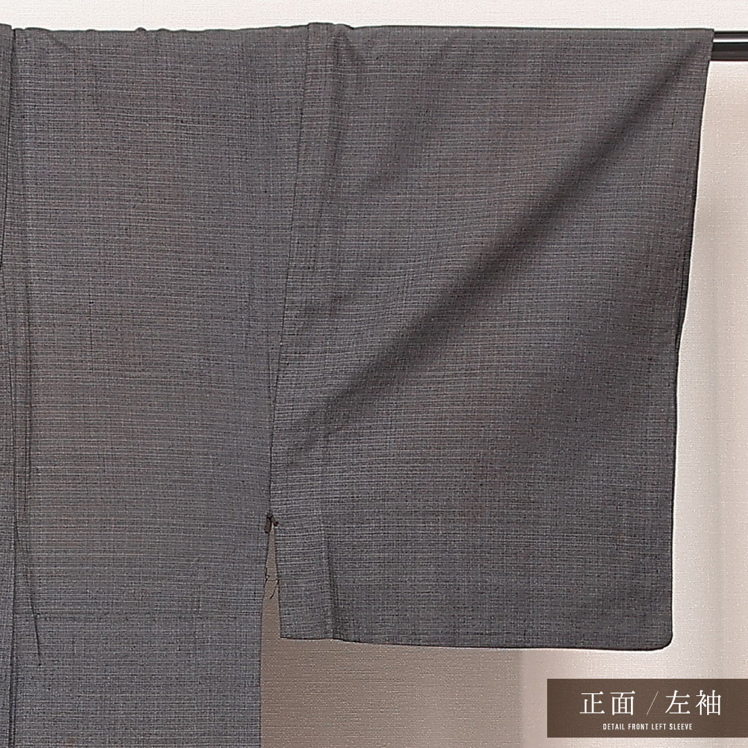 夏物 男着物 身丈127cm 裄丈66cm 正絹 Cランク カジュアル 棒衿 XSサイズ 肩当て 無地 グレー系 RP 1224-17186