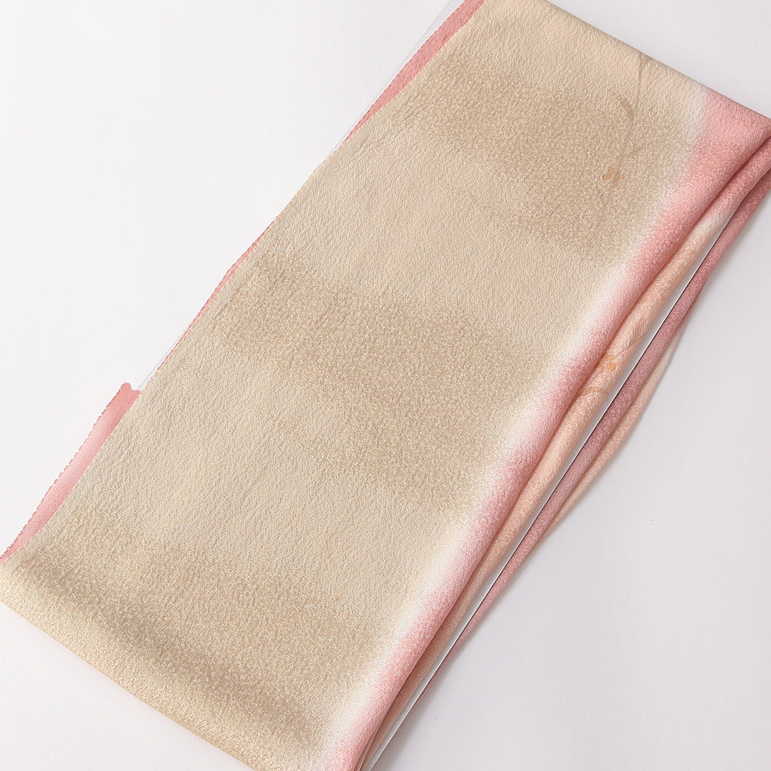 未使用品 帯締め・帯揚げセット 正絹 平組紐 貝の口組 ふくれ織 ピンク系 クリーム系 1254-01012