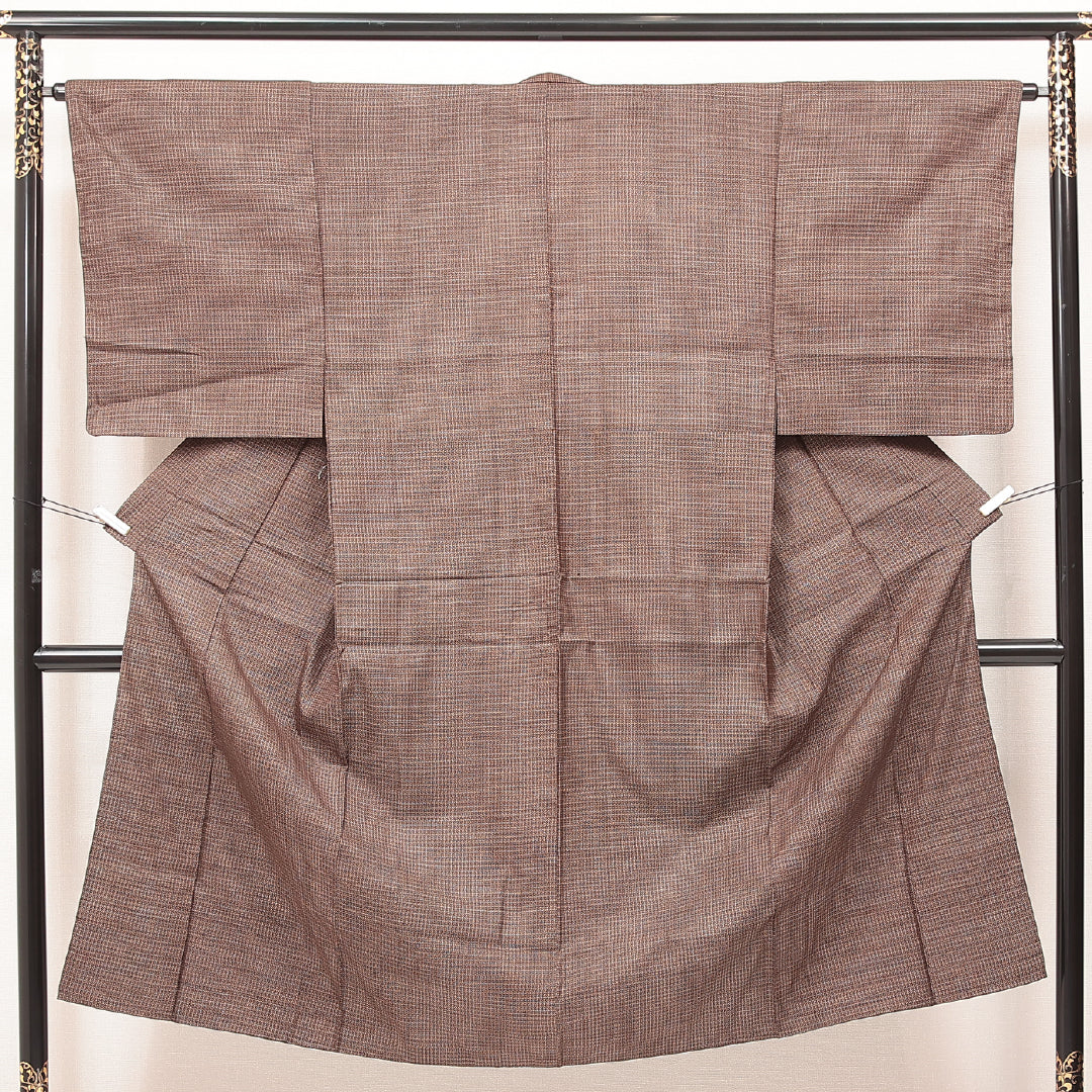 男着物 (大島紬) 袷 身丈138cm 裄丈64cm 正絹 Aランク インフォーマル 棒衿 Sサイズ 西郷 茶系 RP 1224-17189